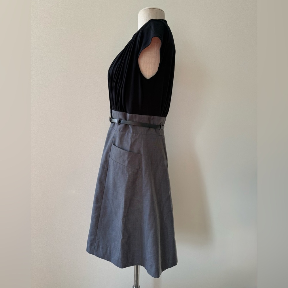 Calvin Klein Black Top with Gray Skirt Belted Dress - Picture 7 of 7